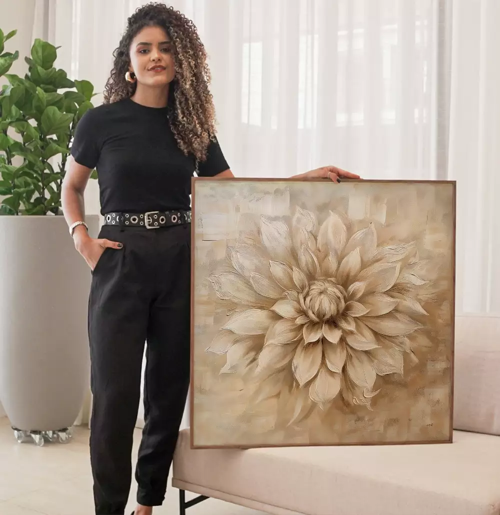 Quadro Decorativo Flor Dália Pintura Desabrochando