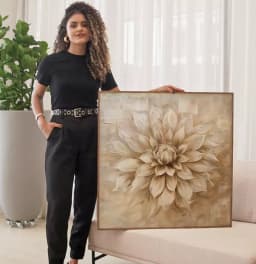 Quadro Decorativo Flor Dália Pintura Desabrochando