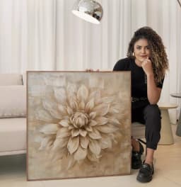 Quadro Decorativo Flor Dália Pintura Desabrochando