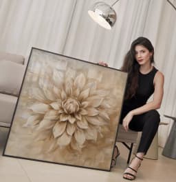 Quadro Decorativo Flor Dália Pintura Desabrochando