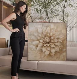 Quadro Decorativo Flor Dália Pintura Desabrochando