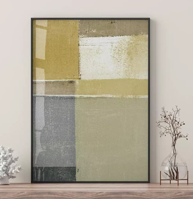 Quadro Decorativo Pintura Abstrata Xadrez em Tons Pastel