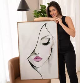 Quadro Decorativo Mulher Linhas de Cabelo Minimalista