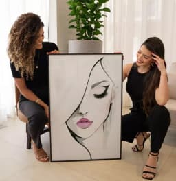Quadro Decorativo Mulher Linhas de Cabelo Minimalista