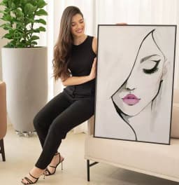 Quadro Decorativo Mulher Linhas de Cabelo Minimalista