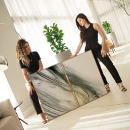 Kit Quadro Decorativo Liquido Em Tons Cinza e Dourado