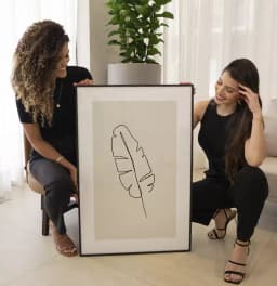 Quadro Decorativo Folha Tropical Desenho Minimalista Uma Linha
