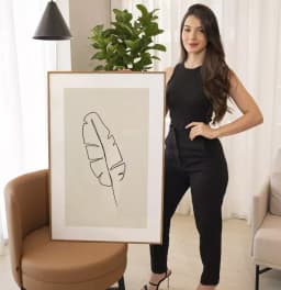 Quadro Decorativo Folha Tropical Desenho Minimalista Uma Linha