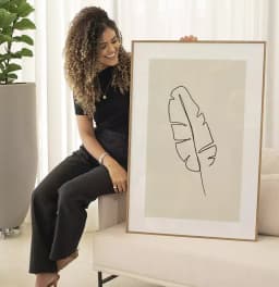 Quadro Decorativo Folha Tropical Desenho Minimalista Uma Linha