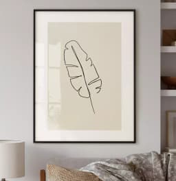 Quadro Decorativo Folha Tropical Desenho Minimalista Uma Linha