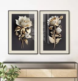 Kit Quadro Decorativo Flores 3D