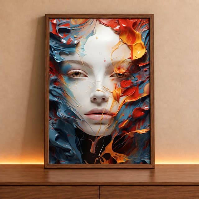 Quadro Decorativo Mulher Abstrata com Tinta