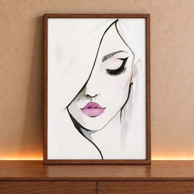 Quadro Decorativo Mulher Linhas de Cabelo Minimalista