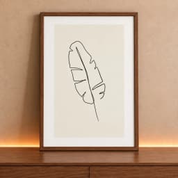Quadro Decorativo Folha Tropical Desenho Minimalista Uma Linha