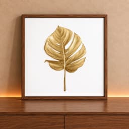 Quadro Decorativo Floral Botanical Golden Mosntera Minimalist
