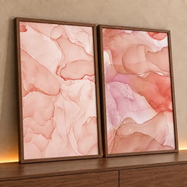 Kit Quadro Decorativo FLuid Red & Rosé - Coleção Color Prime